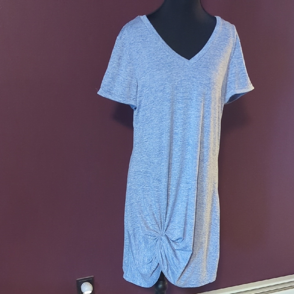 SHEIN Blue Gray Relaxed Tie Front Midi Dress